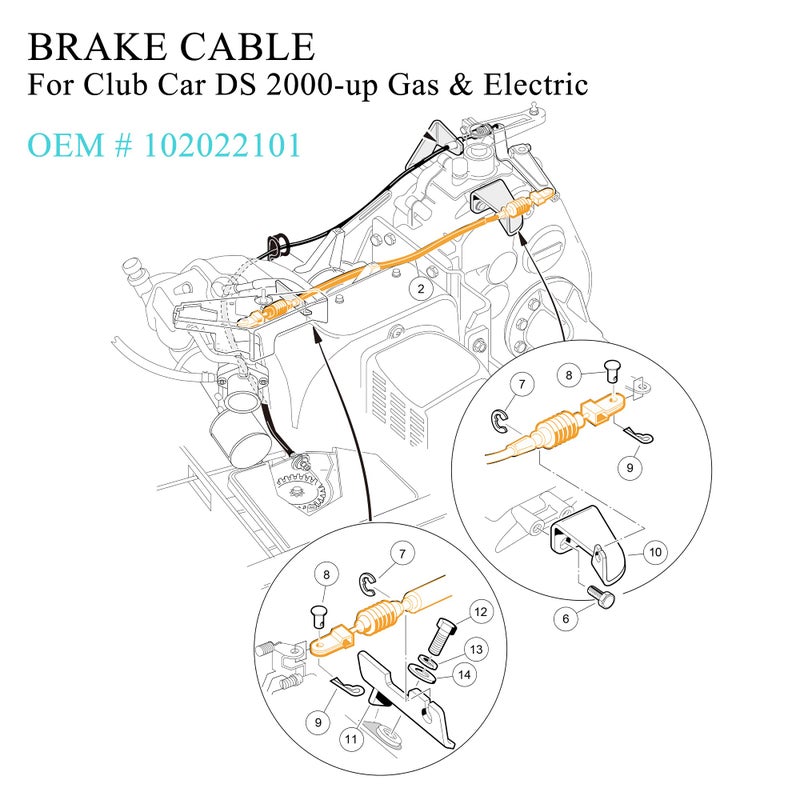 9.99WORLD MALL Golf Cart Brake Cable Sets for Club Car DS 2000-up, 42in Golf Cart Brake Cable Kits OEM# 102022101 - Image 3